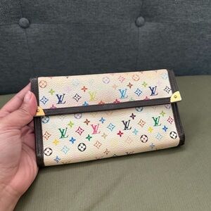 Louis Vuitton White Multicolor Monogram wallet (sides repainted)